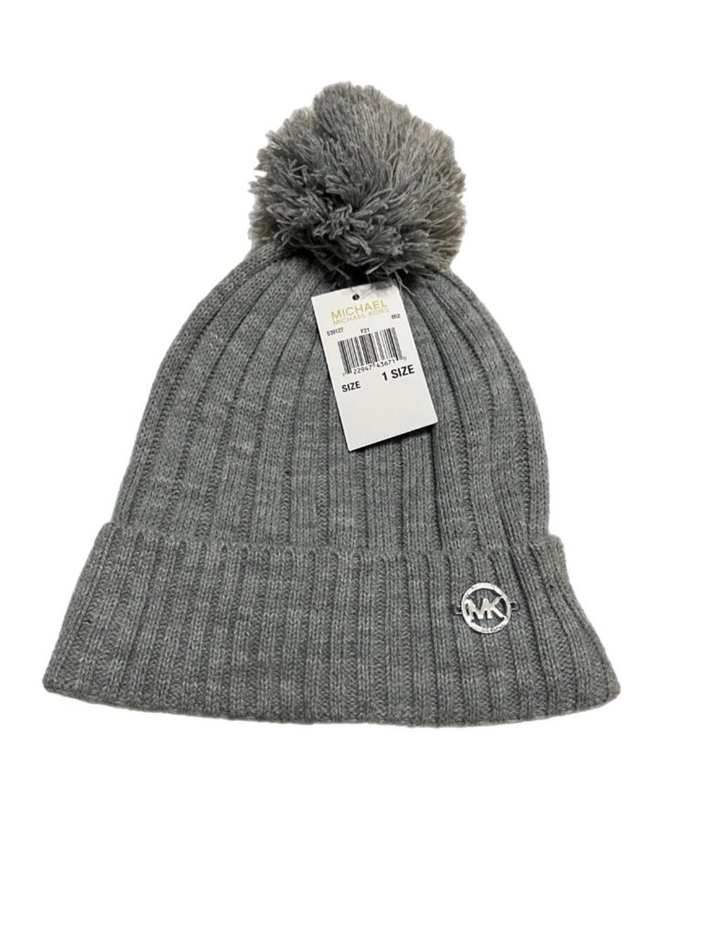 Michael Kors Knit Pom-Pom Beanie Hat Gray One Size Women Winter